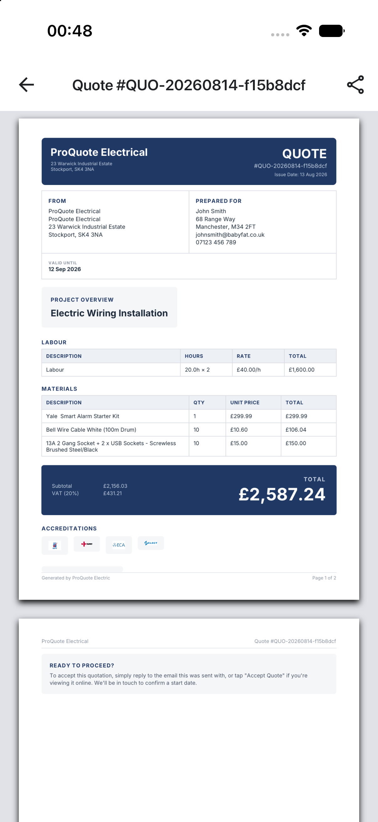 Professional PDF Quote & Invoice Preview